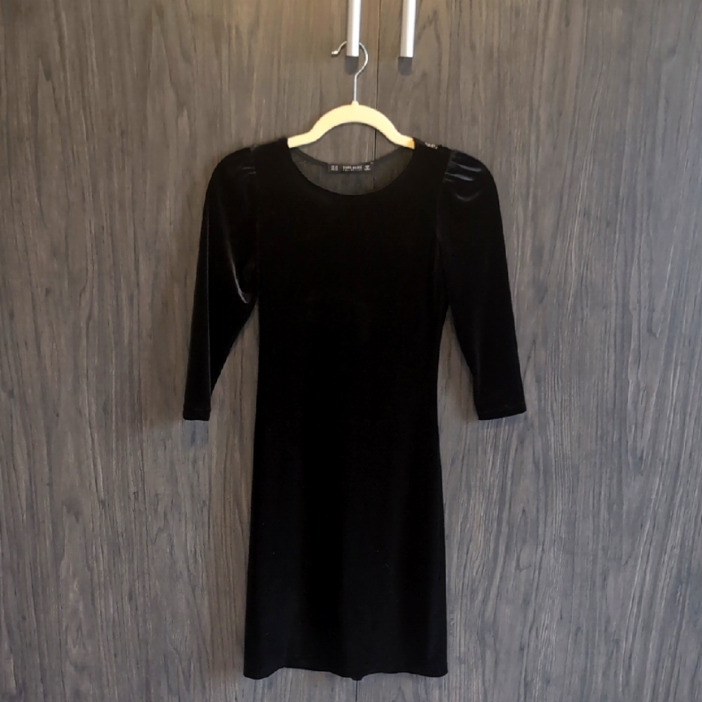 Zara Black Velvet Dress with Laced Back